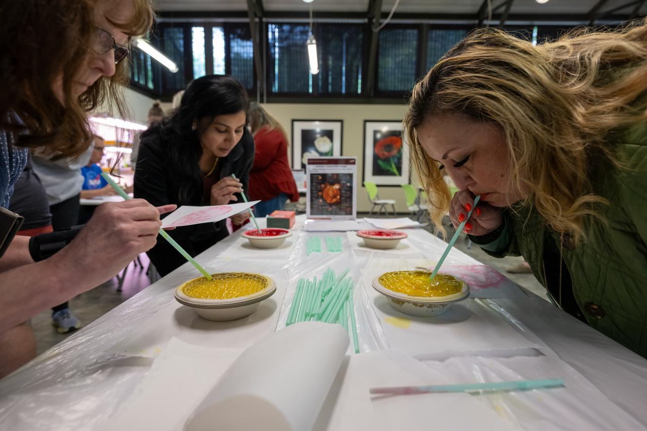 Local educators participate in heliophysics activities during a teacher professional development event hosted by the NASA Heliophysics Education Activation Team (HEAT) at the Dallas Arboretum, Saturday, April 6, 2024, in Dallas, Texas. Photo Credit: (NASA/Keegan Barber)
