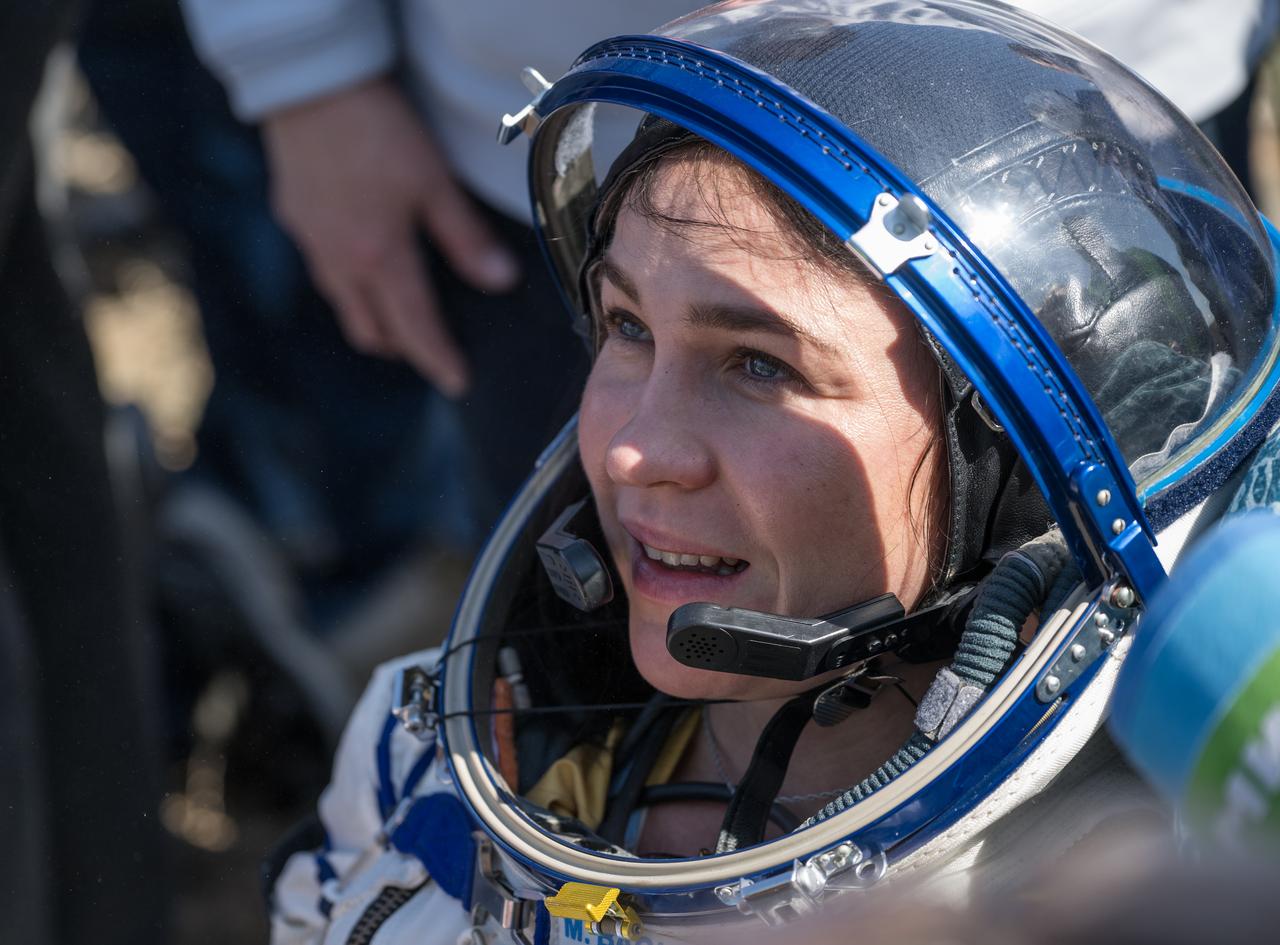 Belarus spaceflight participant Marina Vasilevskaya is seen outside the Soyuz MS-24 spacecraft after she, Expedition 70 NASA astronaut Loral O'Hara, and Roscosmos cosmonaut Oleg Novitskiy landed in a remote area near the town of Zhezkazgan, Kazakhstan on Saturday, April 6, 2024. O’Hara is returning to Earth after logging 204 days in space as a member of Expeditions 69-70 aboard the International Space Station and Novitskiy and Vasilevskaya return after having spent the last 14 days in space. Photo Credit (NASA/Bill Ingalls)