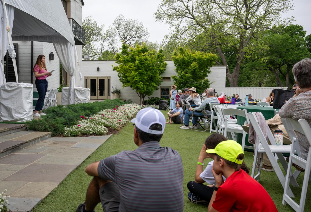 NASA Deputy Associate Administrator Casey Swails speaks to guests about the upcoming total solar eclipse at the Dallas Arboretum, Monday, April 8, 2024, in Dallas, Texas. A total solar eclipse swept across a narrow portion of the North American continent from Mexico’s Pacific coast to the Atlantic coast of Newfoundland, Canada. A partial solar eclipse was visible across the entire North American continent along with parts of Central America and Europe. Photo Credit: (NASA/Keegan Barber)