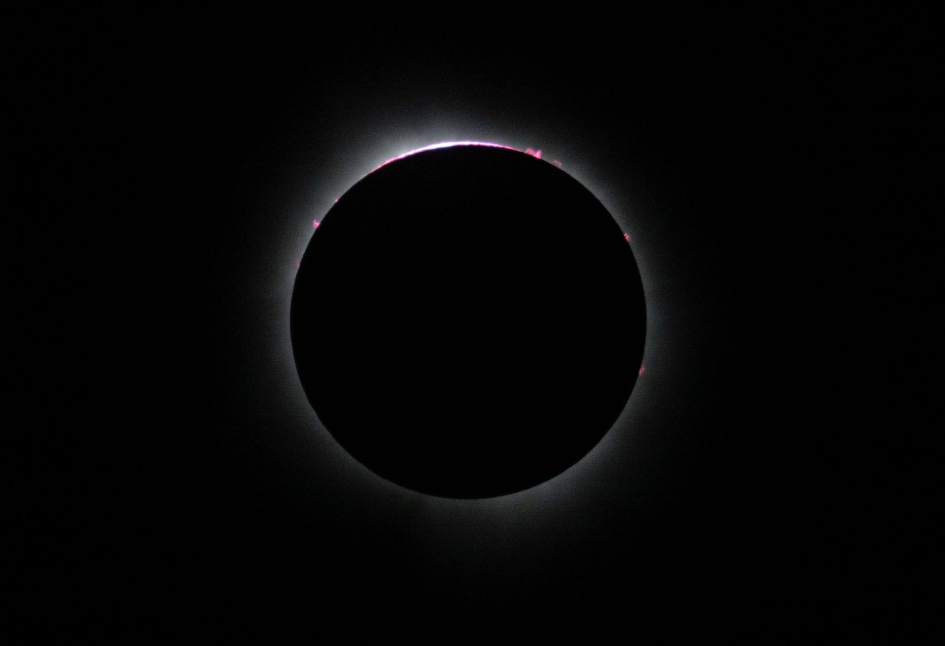 A total solar eclipse is seen from the Indianapolis Motor Speedway, Monday, April 8, 2024, in Indianapolis, Indiana. A total solar eclipse swept across a narrow portion of the North American continent from Mexico’s Pacific coast to the Atlantic coast of Newfoundland, Canada. A partial solar eclipse was visible across the entire North American continent along with parts of Central America and Europe.