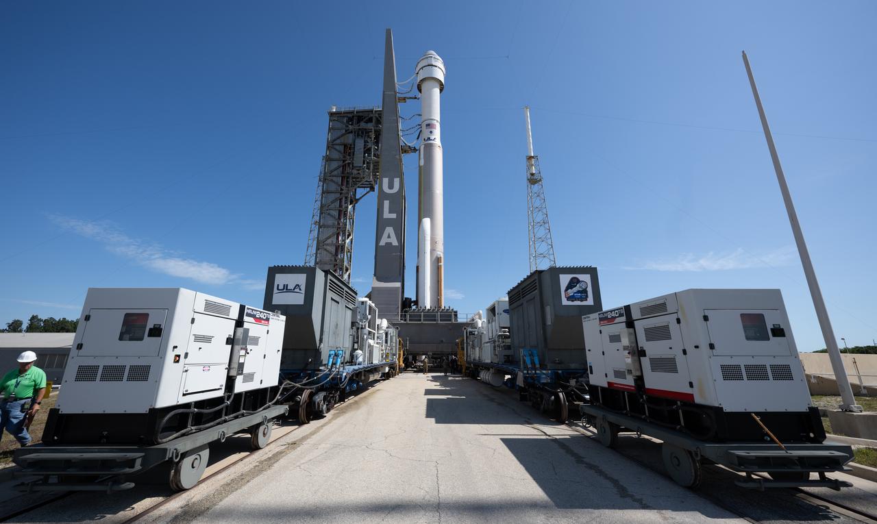 A United Launch Alliance Atlas V rocket with Boeing’s CST-100 Starliner spacecraft aboard is seen as it is rolled out of the Vertical Integration Facility to the launch pad at Space Launch Complex 41 ahead of the NASA’s Boeing Crew Flight Test, Saturday, May 4, 2024 at Cape Canaveral Space Force Station in Florida. NASA’s Boeing Crew Flight Test is the first launch with astronauts aboard the Starliner spacecraft and Atlas V rocket to the International Space Station as part of the agency’s Commercial Crew Program. The flight test, targeted for launch at 10:34 p.m. EDT on Monday, May 6, serves as an end-to-end demonstration of Boeing’s crew transportation system and will carry NASA astronauts Butch Wilmore and Suni Williams to and from the orbiting laboratory. Photo Credit: (NASA/Joel Kowsky)