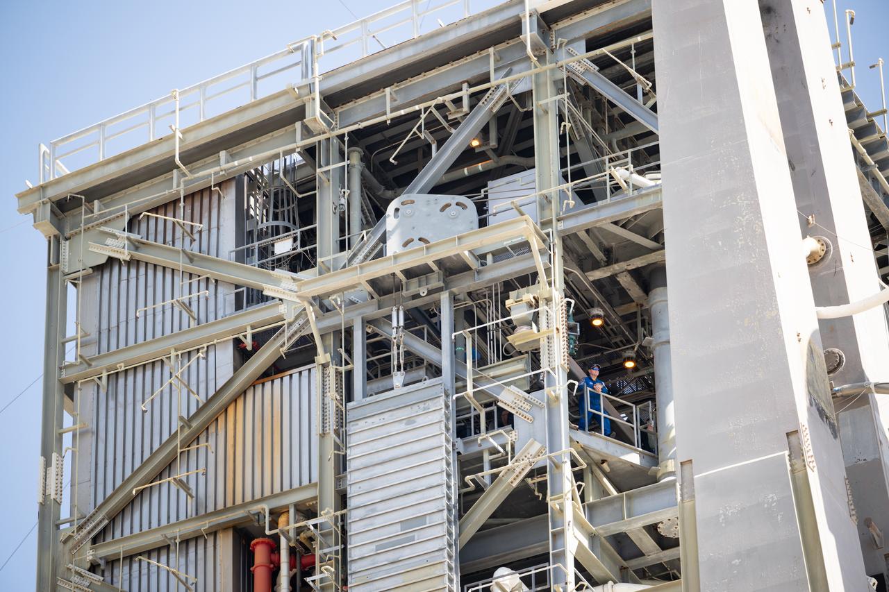 NASA astronaut Butch Wilmore is seen on the crew access tower as a United Launch Alliance Atlas V rocket with Boeing’s CST-100 Starliner spacecraft aboard is rolled out of the Vertical Integration Facility to the launch pad at Space Launch Complex 41 ahead of the NASA’s Boeing Crew Flight Test, Saturday, May 4, 2024 at Cape Canaveral Space Force Station in Florida. NASA’s Boeing Crew Flight Test is the first launch with astronauts aboard the Starliner spacecraft and Atlas V rocket to the International Space Station as part of the agency’s Commercial Crew Program. The flight test, targeted for launch at 10:34 p.m. EDT on Monday, May 6, serves as an end-to-end demonstration of Boeing’s crew transportation system and will carry NASA astronauts Wilmore and Suni Williams to and from the orbiting laboratory. Photo Credit: (NASA/Joel Kowsky)