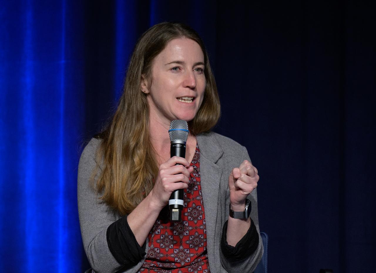NASA Chief Scientist Kate Calvin participates in a NASA employee town hall on how the agency is using and developing Artificial Intelligence (AI) tools to advance missions and research, Wednesday, May 22, 2024, at the NASA Headquarters Mary W. Jackson Building in Washington. Photo Credit: (NASA/Bill Ingalls)
