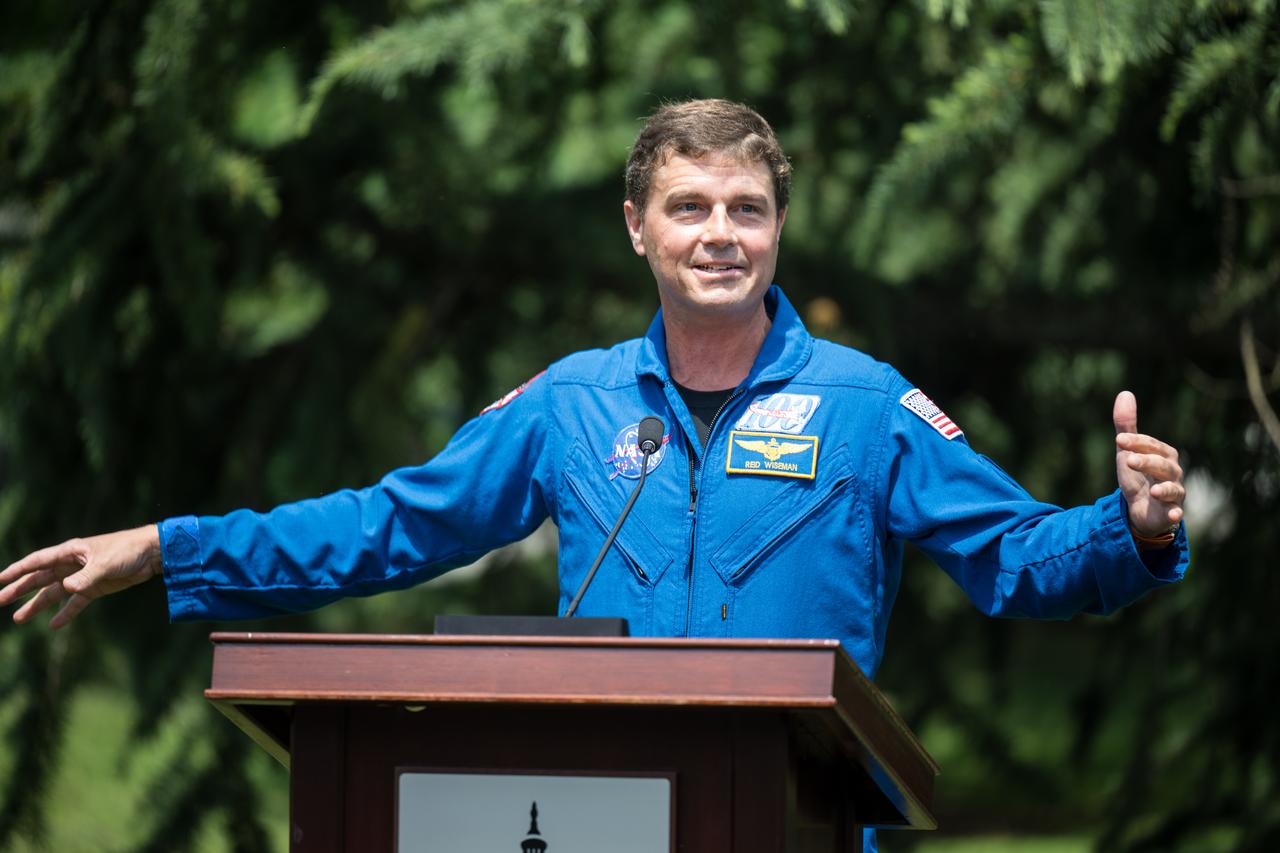 Artemis II Commander, NASA astronaut Reid Wiseman provides remarks at a Moon tree dedication ceremony, Tuesday, June 4, 2024 at the United States Capitol in Washington. The American Sweetgum tree planted on the southwestern side of the Capitol, was grown from a seed that was flown around the Moon during the Artemis I mission. Photo Credit: (NASA/Aubrey Gemignani)