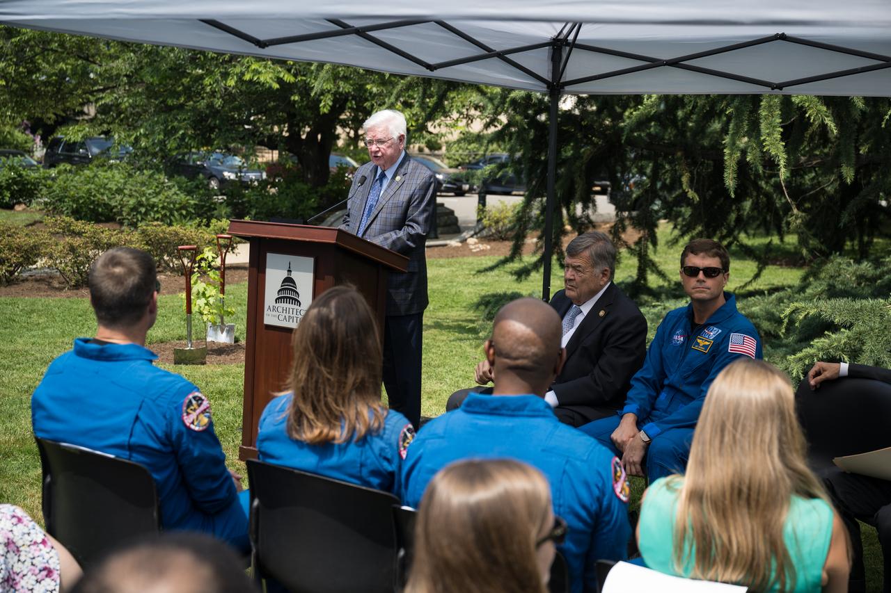 U.S. Rep. Harold “Hal” Rogers (R-KY) provides remarks at a Moon tree dedication ceremony, Tuesday, June 4, 2024 at the United States Capitol in Washington. The American Sweetgum tree planted on the southwestern side of the Capitol, was grown from a seed that was flown around the Moon during the Artemis I mission. Photo Credit: (NASA/Aubrey Gemignani)