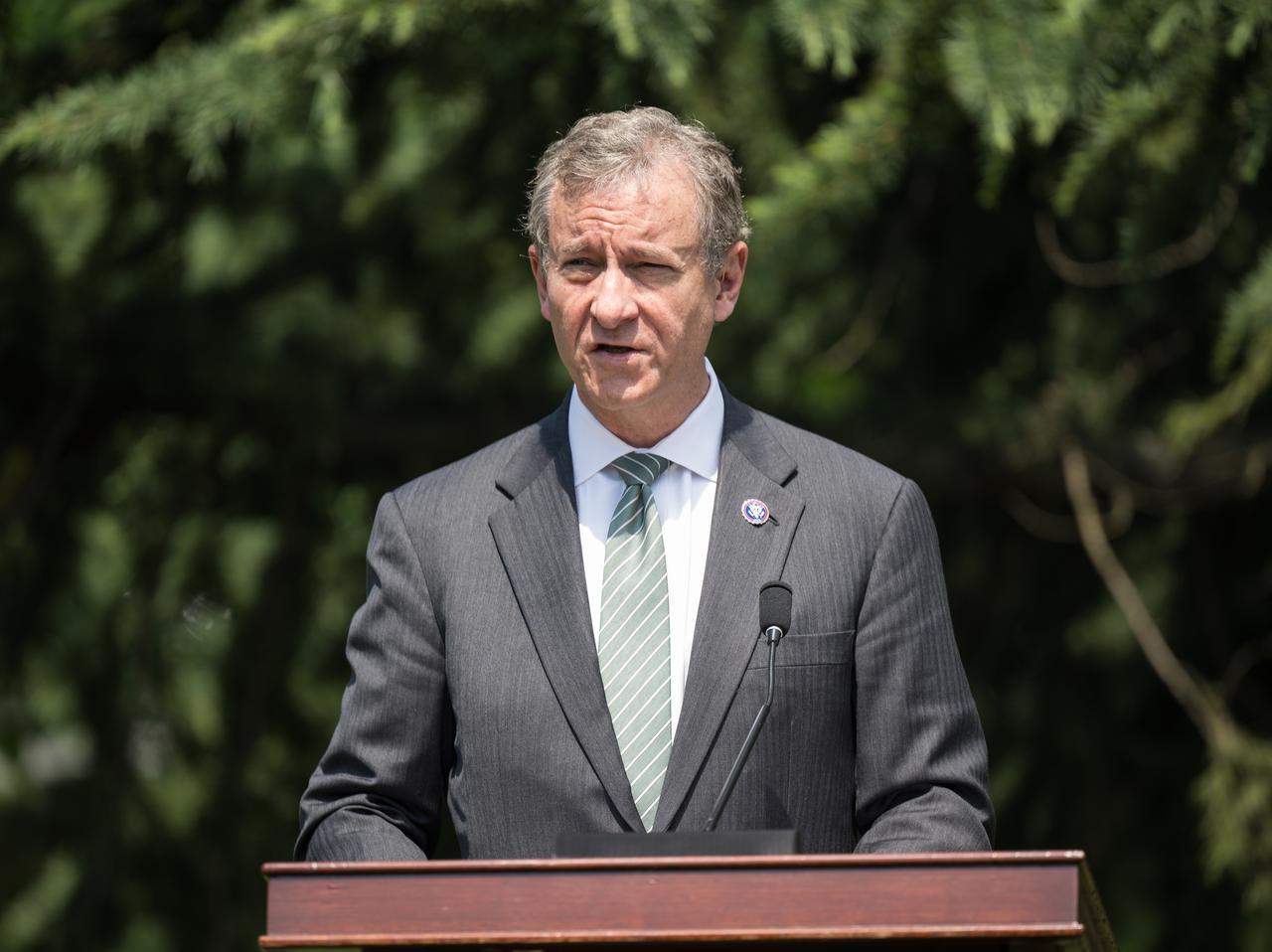 U.S. Rep. Matt Cartwright (D-PA) provides remarks at a Moon tree dedication ceremony, Tuesday, June 4, 2024 at the United States Capitol in Washington. The American Sweetgum tree planted on the southwestern side of the Capitol, was grown from a seed that was flown around the Moon during the Artemis I mission. Photo Credit: (NASA/Aubrey Gemignani)