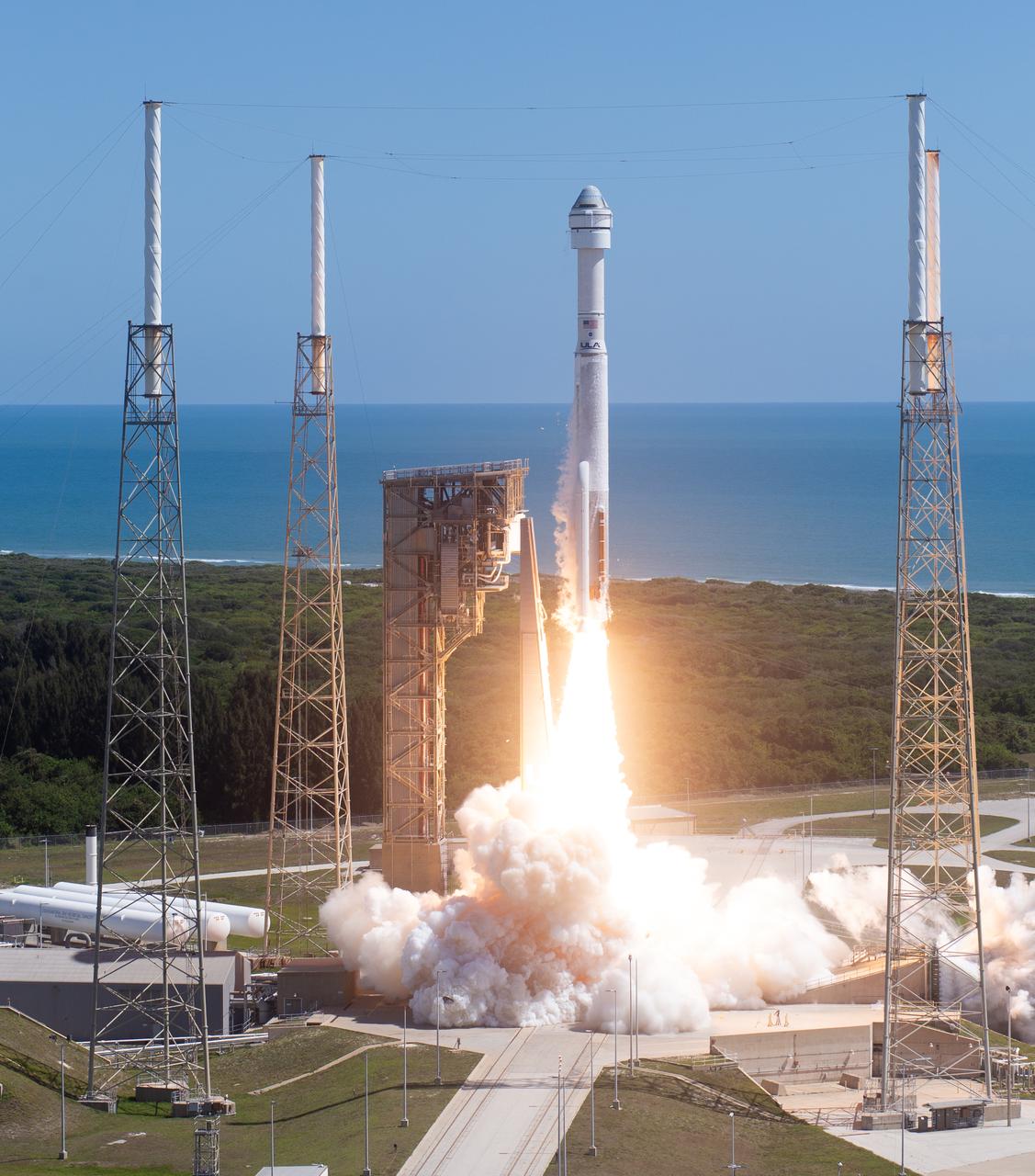 A United Launch Alliance Atlas V rocket with Boeing’s CST-100 Starliner spacecraft aboard launches from Space Launch Complex 41 at Cape Canaveral Space Force Station, Wednesday, June 5, 2024, in Florida. NASA’s Boeing Crew Flight Test is the first launch with astronauts of the Boeing CFT-100 spacecraft and United Launch Alliance Atlas V rocket to the International Space Station as part of the agency’s Commercial Crew Program. The flight test, which launched at 10:52 a.m. EDT, serves as an end-to-end demonstration of Boeing’s crew transportation system and will carry NASA astronauts Butch Wilmore and Suni Williams to and from the orbiting laboratory. Photo Credit: (NASA/Joel Kowsky)