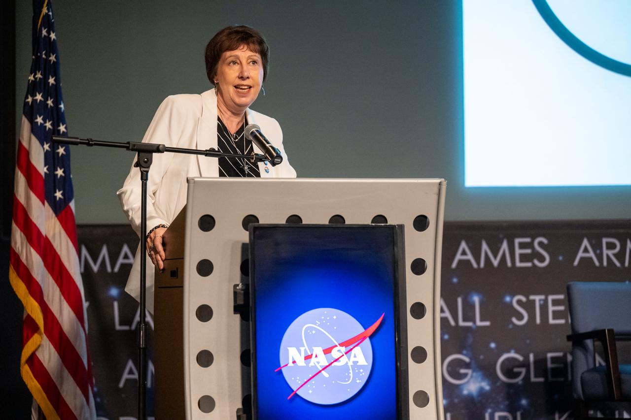 NASA Earth Science Division Associate Administrator Nicola Fox delivers remarks during a gathering of NASA Space Apps Challenge Global Winners and Local Leads from around the world Wednesday, June 5, 2024, at the Mary W. Jackson NASA Headquarters building in Washington. Photo Credit: (NASA/Keegan Barber)