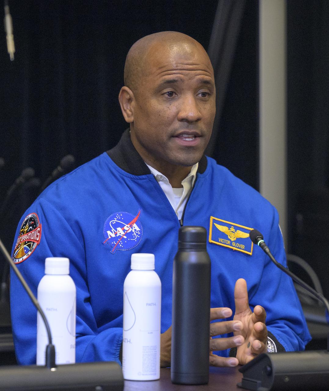 NASA astronaut Victor Glover gives remarks during a White House staff briefing along with his fellow Artemis II crew, NASA astronauts Christina Koch, Reid Wiseman, and Canadian Space Agency (CSA) astronaut Jeremy Hansen, Thursday, June 6, 2024, at the Eisenhower Executive Office Building in Washington. Photo Credit: (NASA/Bill Ingalls)