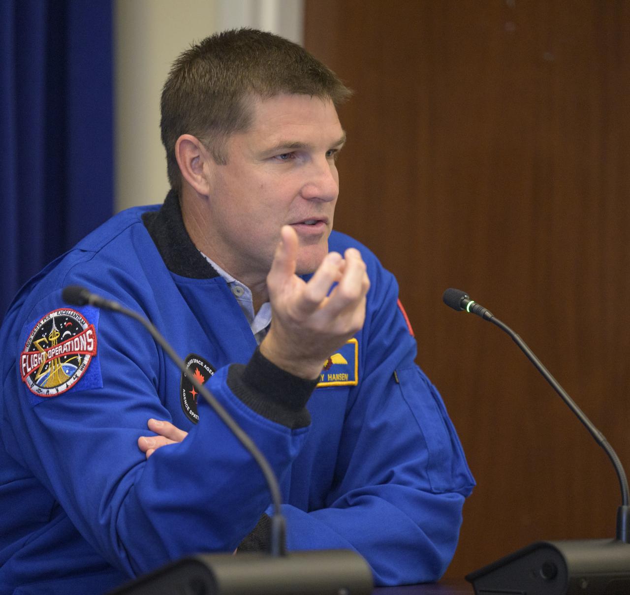 Canadian Space Agency (CSA) astronaut Jeremy Hansen gives remarks during a White House staff briefing along with his fellow Artemis II crew, NASA astronauts Christina Koch, Reid Wiseman, and Victor Glover, Thursday, June 6, 2024, at the Eisenhower Executive Office Building in Washington. Photo Credit: (NASA/Bill Ingalls)