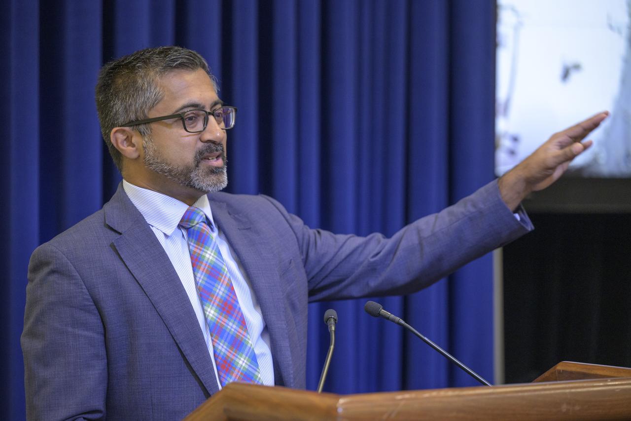 Chirag Parikh, Deputy Assistant to the President and Executive Secretary of the National Space Council gives remarks during a White House staff briefing with Artemis II crew, NASA astronauts Christina Koch, Victor Glover, Reid Wiseman, and Canadian Space Agency (CSA) astronaut Jeremy Hansen, Thursday, June 6, 2024, at the Eisenhower Executive Office Building in Washington. Photo Credit: (NASA/Bill Ingalls)