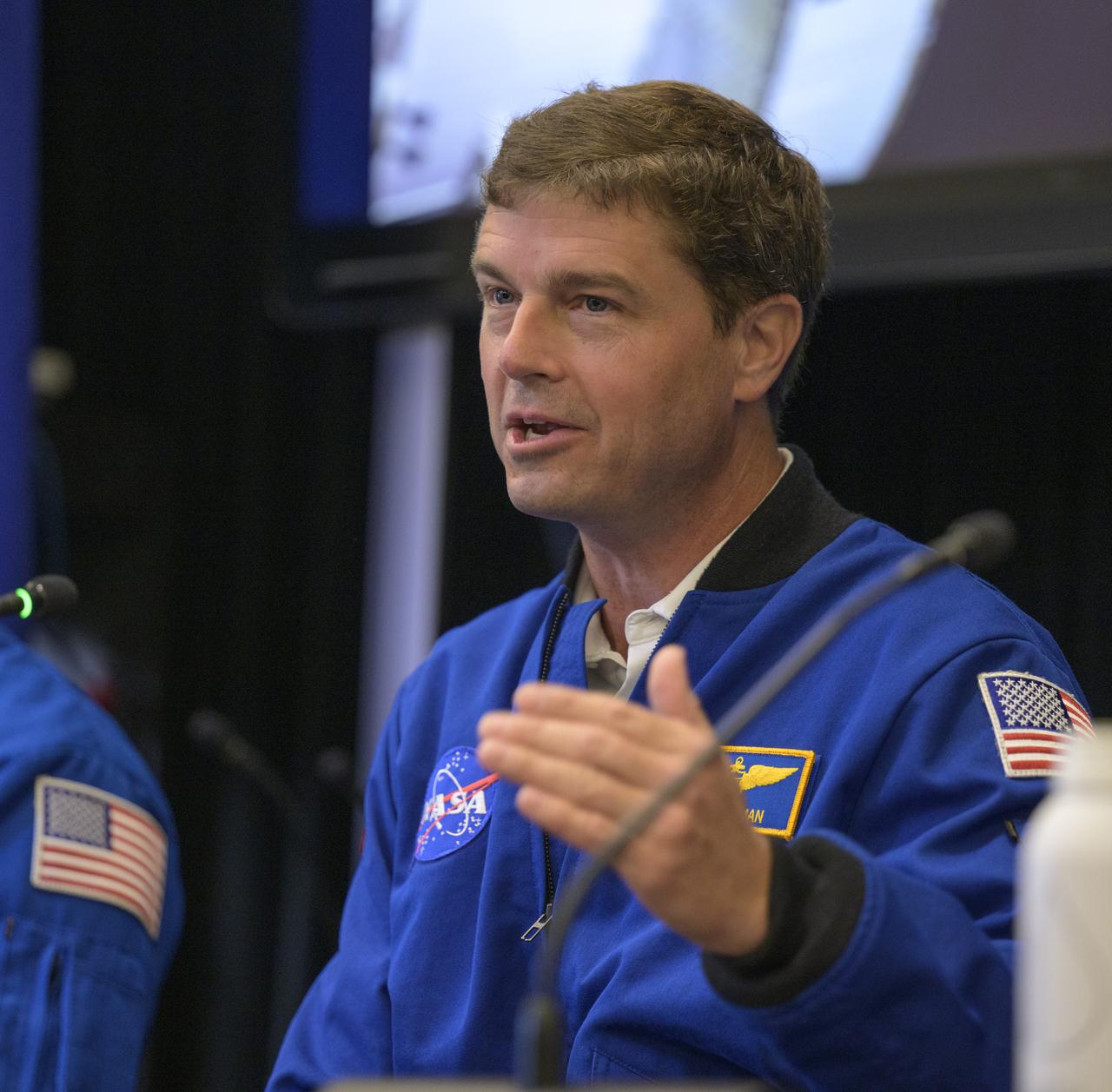 NASA astronaut Reid Wiseman gives remarks during a White House staff briefing along with his fellow Artemis II crew, NASA astronauts Christina Koch, Victor Glover, and Canadian Space Agency (CSA) astronaut Jeremy Hansen, Thursday, June 6, 2024, at the Eisenhower Executive Office Building in Washington. Photo Credit: (NASA/Bill Ingalls)