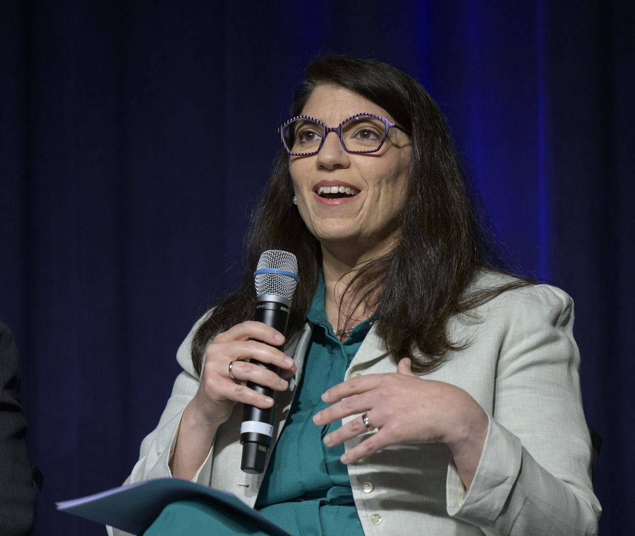 National Institute of Standards and Technology Senior Scientist Judith Mitrani-Reiser delivers remarks during an event launching a new Disaster Response Coordination System that will provide communities and organizations around the world with access to science and data to aid disaster response, Thursday, June 13, 2024, at the NASA Headquarters Mary W. Jackson Building in Washington. Photo Credit: (NASA/Bill Ingalls)