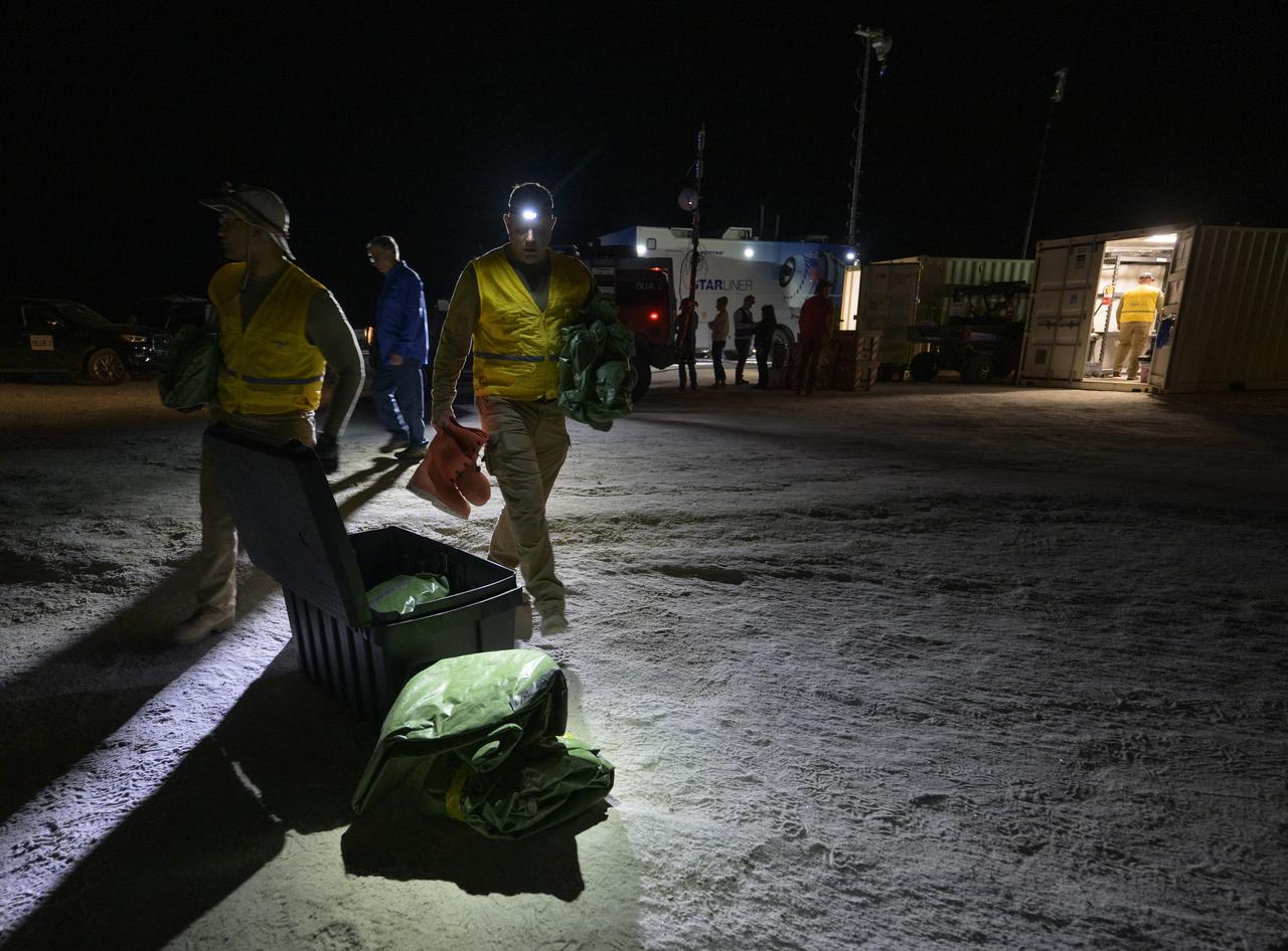 Boeing and NASA teams participate in a mission dress rehearsal to prepare for the landing of the Boeing CST-100 Starliner spacecraft in White Sands, New Mexico, Sunday, June 16, 2024. NASA astronauts Butch Wilmore and Suni Williams are Starliner’s first human crew and travelled to the International Space Station as part of NASA's Boeing Crew Flight Test. The mission serves as an end-to-end demonstration of Boeing’s crew transportation system as a provider for NASA’s Commercial Crew Program. Photo Credit: (NASA/Bill Ingalls)