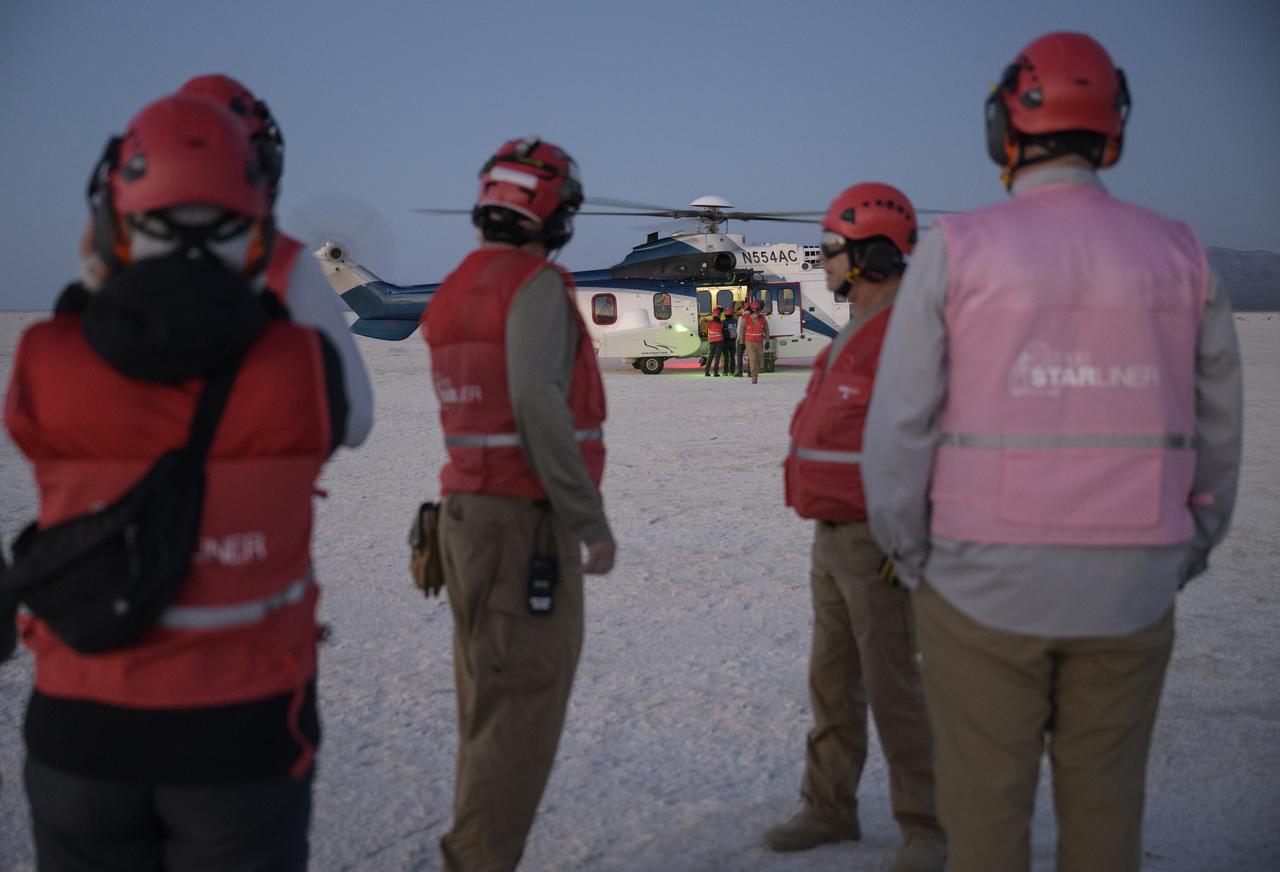 Boeing and NASA teams participate in a mission dress rehearsal to prepare for the landing of the Boeing CST-100 Starliner spacecraft in White Sands, New Mexico, Sunday, June 16, 2024. NASA astronauts Butch Wilmore and Suni Williams are Starliner’s first human crew and travelled to the International Space Station as part of NASA's Boeing Crew Flight Test. The mission serves as an end-to-end demonstration of Boeing’s crew transportation system as a provider for NASA’s Commercial Crew Program. Photo Credit: (NASA/Bill Ingalls)