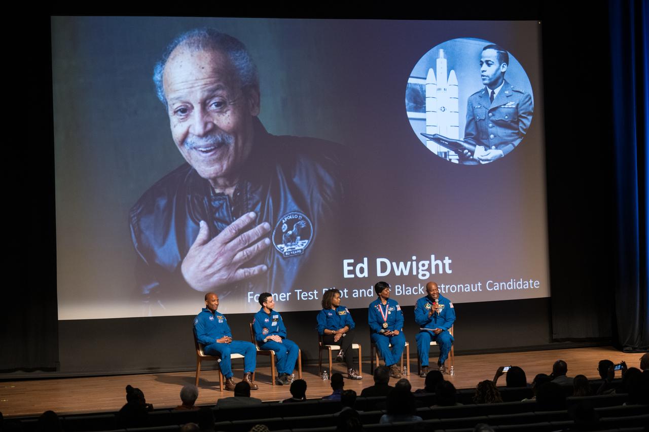 Leland Melvin, retired NASA astronaut, speaks at an event to commemorate Black Space Week (BSW) 2024 titled, "Beyond the Color Lines From Science Fiction to Science Fact," in the Oprah Winfrey Theater at the Smithsonian National Museum of African American History and Culture, Monday, June 17, 2024 in Washington. Photo Credit: (NASA/Aubrey Gemignani)
