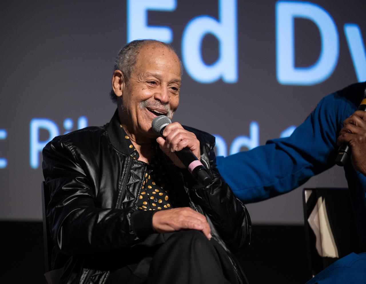 Ed Dwight, America's first African American astronaut candidate, speaks at an event to commemorate Black Space Week (BSW) 2024 titled, "Beyond the Color Lines From Science Fiction to Science Fact," in the Oprah Winfrey Theater at the Smithsonian National Museum of African American History and Culture, Monday, June 17, 2024 in Washington. Photo Credit: (NASA/Aubrey Gemignani)