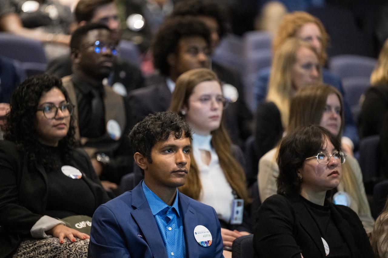 Audience members are seen during DEVELOP Day, Tuesday, August 6, 2024, at the Mary W. Jackson NASA Headquarters building in Washington. Every summer early career researchers from NASA’s DEVELOP National Program come to NASA Headquarters and present their research projects. DEVELOP is a training and development program where early career researchers work on Earth science projects, mentored by science advisors from NASA and partner agencies, and provide research results to local communities. Photo Credit: (NASA/Aubrey Gemignani)