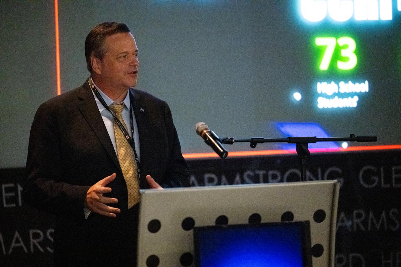 Matthew Pearce, education officer at NASA’s Goddard Institute for Space Studies and project lead for the Climate Change Research Initiative (CCRI), speaks with the CCRI cohort, Wednesday, Aug. 7, 2024, at the Mary W. Jackson NASA Headquarters building in Washington, DC. The Earth Science Division’s Early Career Research Program’s Climate Change Research Initiative (CCRI) is a year-long STEM engagement and experiential learning opportunity for educators and students from high school to graduate level. Photo Credit: (NASA/Joel Kowsky)