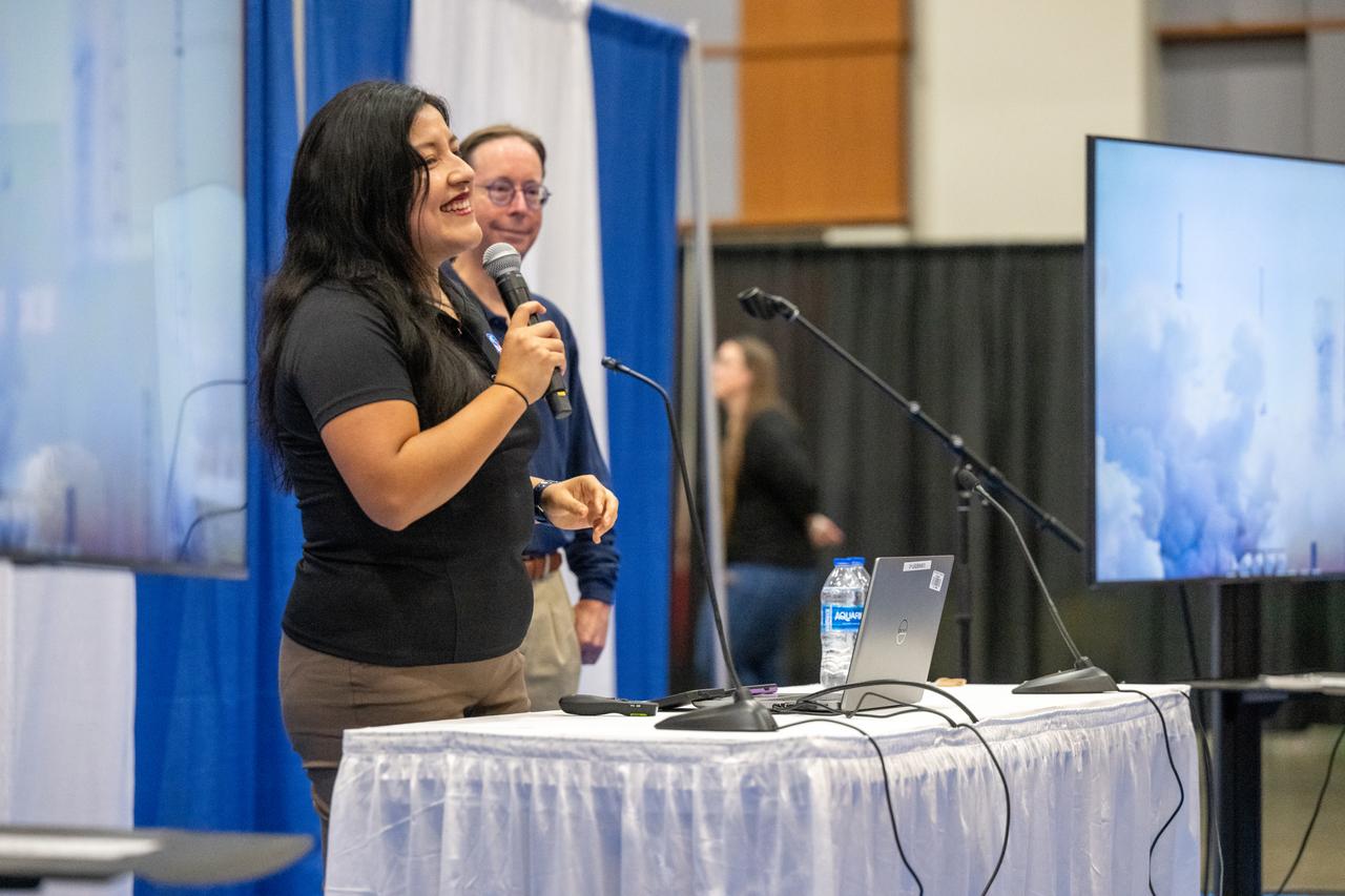 NASA Science Mission Directorate Program Executive Rosa Avalos-Warren delivers remarks during the Library of Congress National Book Festival Saturday, Aug. 24, 2024, at the Walter E. Washington Convention Center in Washington. Photo Credit: (NASA/Keegan Barber)