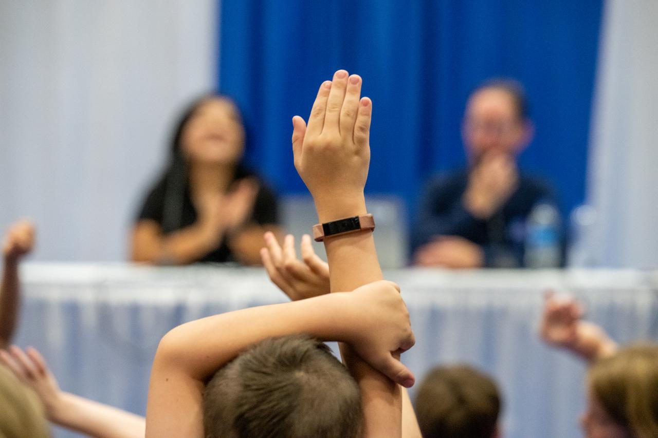 Guests ask questions following presentations by NASA Science Mission Directorate Program Executive Rosa Avalos-Warren and NASA Science Mission Directorate Astrophysicist Dominic Bedford during the Library of Congress National Book Festival Saturday, Aug. 24, 2024, at the Walter E. Washington Convention Center in Washington. Photo Credit: (NASA/Keegan Barber)