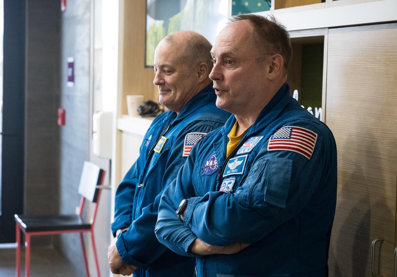NASA Astronauts Scott Tingle, left, and Mike Fincke, speak with Boeing and NASA landing teams before the landing of NASA’s Boeing Crew Flight Test Starliner spacecraft, Friday, Sept. 6, 2024, in Las Cruces, New Mexico. The uncrewed spacecraft is scheduled to land at White Sands Missile Range’s Space Harbor later today, Mountain Time (Sept. 7 Eastern Time). This approach allows NASA and Boeing to continue gathering testing data. Photo Credit: (NASA/Aubrey Gemignani)