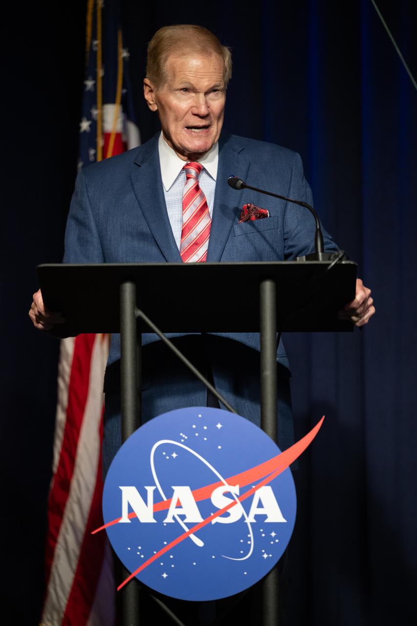 NASA Administrator Bill Nelson delivers remarks, Monday, Sept. 9, 2024, during a NASA Town Hall with the director of the White House Office of Science and Technology Policy at the Mary W. Jackson NASA Headquarters building in Washington. Photo Credit: (NASA/Joel Kowsky)
