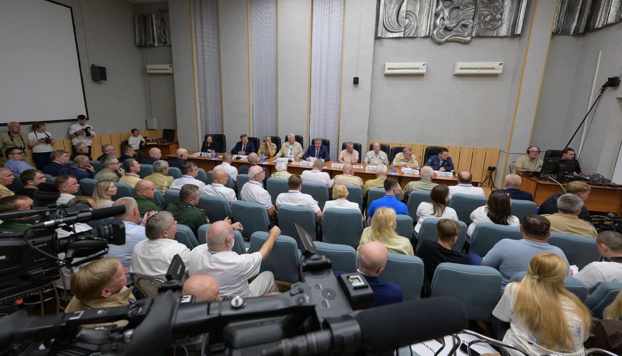 The State Commission meets to approve the Soyuz launch of the Expedition 72 crew to the International Space Station, Tuesday, Sept. 10, 2024 at the Cosmonaut Hotel in Baikonur, Kazakhstan. Expedition 72 crew members: NASA astronaut Don Pettit, Roscosmos cosmonauts Alexey Ovchinin, and Ivan Vagner, are scheduled to launch aboard their Soyuz MS-26 spacecraft on September 11. Photo Credit: (NASA/Bill Ingalls)