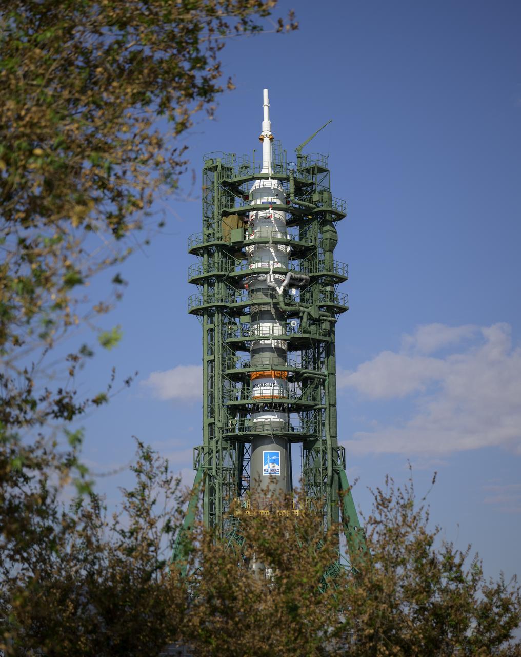 The Soyuz rocket is seen on the launch pad at Site 31, Wednesday, Sept. 11, 2024, at the Baikonur Cosmodrome in Kazakhstan. Expedition 72 crew members: NASA astronaut Don Pettit, Roscosmos cosmonauts Alexey Ovchinin, and Ivan Vagner, are scheduled to launch aboard their Soyuz MS-26 spacecraft later in the evening. Photo Credit: (NASA/Bill Ingalls)