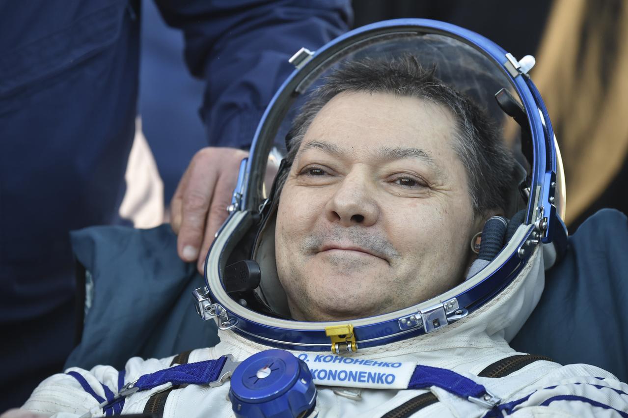 Roscosmos cosmonaut Oleg Kononenko is seen outside the Soyuz MS-25 spacecraft after he landed with Roscosmos cosmonaut Nikolai Chub, and NASA astronaut Tracy C. Dyson, in a remote area near the town of Zhezkazgan, Kazakhstan on Monday, Sept. 23, 2024. Dyson is returning to Earth after logging 184 days in space as a member of Expeditions 70-71 aboard the International Space Station and Chub and Kononenko return after having spent the last 374 days in space. Photo Credit NASA/GCTC/Pavel Shvets