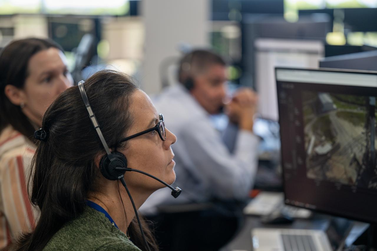 Emily Nelson, NASA's chief flight director, center, monitors the countdown during a dress rehearsal in preparation for the launch of a SpaceX Falcon 9 rocket carrying the company's Dragon spacecraft on NASA’s SpaceX Crew-9 mission with NASA astronaut Nick Hague and Roscosmos cosmonaut Aleksandr Gorbunov onboard, Tuesday, Sept. 24, 2024, in the control room of SpaceX’s HangarX at NASA’s Kennedy Space Center in Florida. NASA’s SpaceX Crew-9 mission is the ninth crew rotation mission of the SpaceX Dragon spacecraft and Falcon 9 rocket to the International Space Station as part of the agency’s Commercial Crew Program. Photo Credit: (NASA/Keegan Barber)