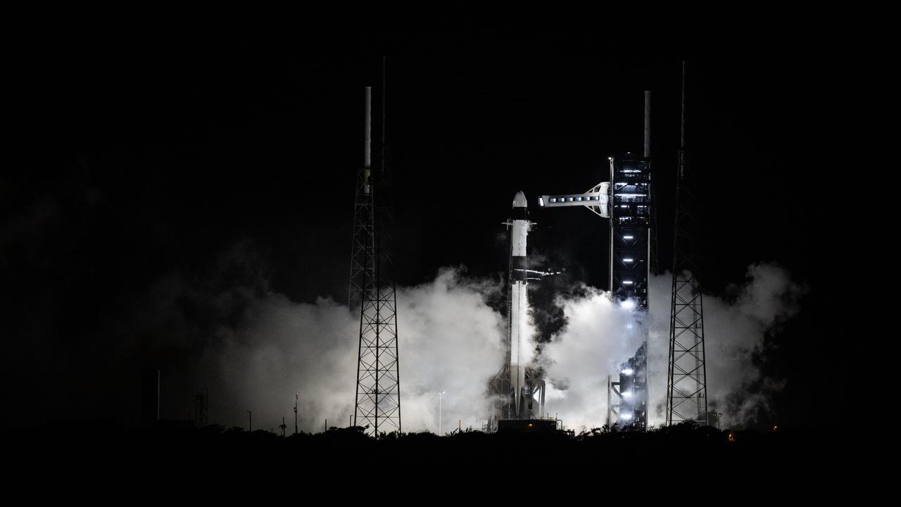 A SpaceX Falcon 9 rocket with the company's Dragon spacecraft onboard is seen on the launch pad at Space Launch Complex 40 following a brief static fire test ahead of NASA’s SpaceX Crew-9 mission, Tuesday, Sept. 24, 2024, at the Cape Canaveral Space Force Station in Florida. NASA’s SpaceX Crew-9 mission is the ninth crew rotation mission of the SpaceX Dragon spacecraft and Falcon 9 rocket to the International Space Station as part of the agency’s Commercial Crew Program. Photo Credit: (NASA/Keegan Barber)
