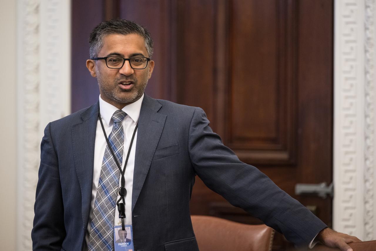 Chirag Parikh, Deputy Assistant to the President and Executive Secretary of the National Space Council, speaks at a staff engagement event that took place during a White House Hispanic Heritage month event titled “Soaring Together: Inspiring the Next Generation of Space Leaders” at the Eisenhower Executive Office Building, Monday, Sept. 30, 2024 in Washington. Photo Credit: (NASA/Aubrey Gemignani)