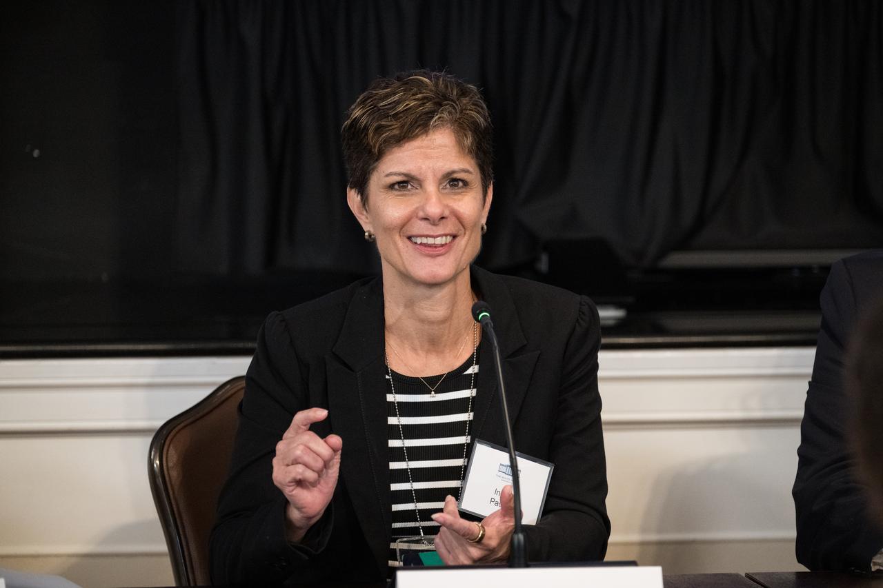 Ingrid Padilla, Professor in Environmental and Water Resources Engineering, University of Puerto Rico, Mayaguez (UPRM) speaks on a panel at a White House Hispanic Heritage month event titled “Soaring Together: Inspiring the Next Generation of Space Leaders” at the Eisenhower Executive Office Building, Monday, Sept. 30, 2024 in Washington. Photo Credit: (NASA/Aubrey Gemignani)