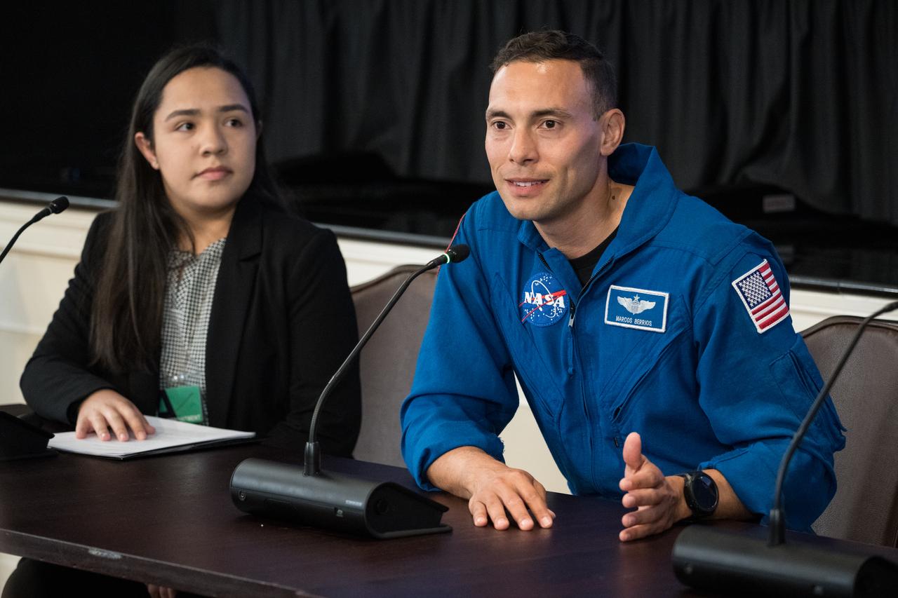 Marcos Berrios, NASA Astronaut, speaks at a White House Hispanic Heritage month event titled “Soaring Together: Inspiring the Next Generation of Space Leaders” at the Eisenhower Executive Office Building, Monday, Sept. 30, 2024 in Washington. Photo Credit: (NASA/Aubrey Gemignani)