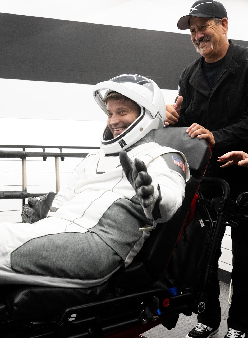 NASA astronaut Matthew Dominick is helped out of the SpaceX Dragon Endeavour spacecraft onboard the SpaceX recovery ship MEGAN after he, NASA astronauts Michael Barratt, Jeanette Epps, and Roscosmos cosmonaut Alexander Grebenkin landed in the Gulf of Mexico off the coast of Pensacola, Florida, Friday, Oct. 25, 2024. Dominick, Barratt, Epps, Grebenkin are returning after seven-months in space as part of Expedition 70 aboard the International Space Station. Photo Credit: (NASA/Joel Kowsky)