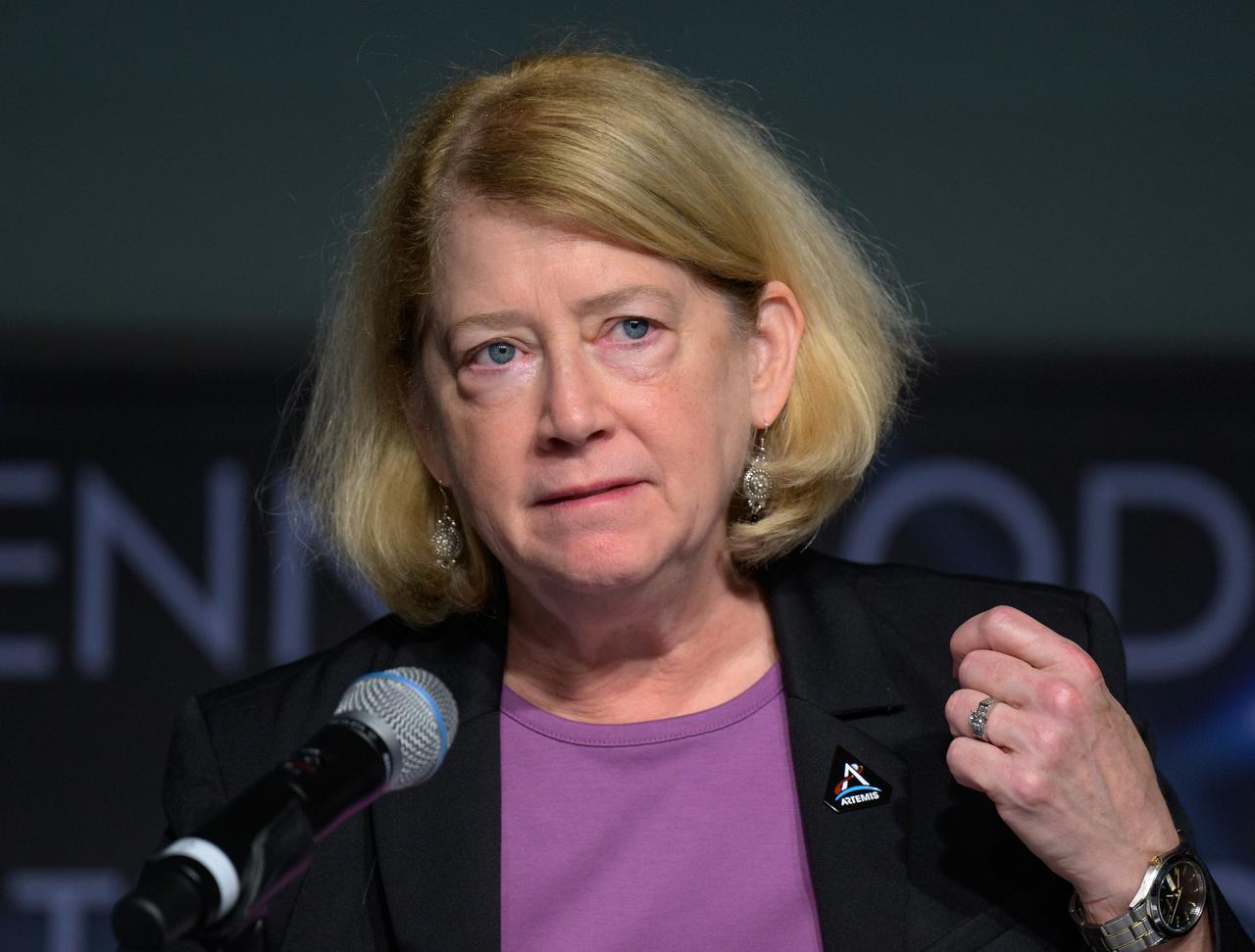 NASA Deputy Administrator Pam Melroy, gives remarks during an update on NASA's Artemis campaign, Thursday, Dec. 5, 2024, at the NASA Headquarters Mary W. Jackson Building in Washington. Photo Credit: (NASA/Bill Ingalls)