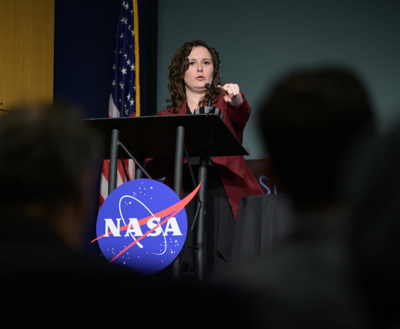 Senior Advisor for NASA's Office of Communications Meira Bernstein, moderates an update on NASA's Artemis campaign, Thursday, Dec. 5, 2024, at the NASA Headquarters Mary W. Jackson Building in Washington. Photo Credit: (NASA/Bill Ingalls)