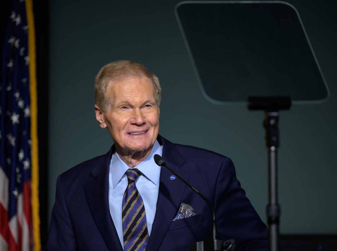 NASA Administrator Bill Nelson, gives remarks during a NASA agencywide all hands, Friday, Dec. 6, 2024, at the NASA Headquarters Mary W. Jackson Building in Washington. Photo Credit: (NASA/Bill Ingalls)