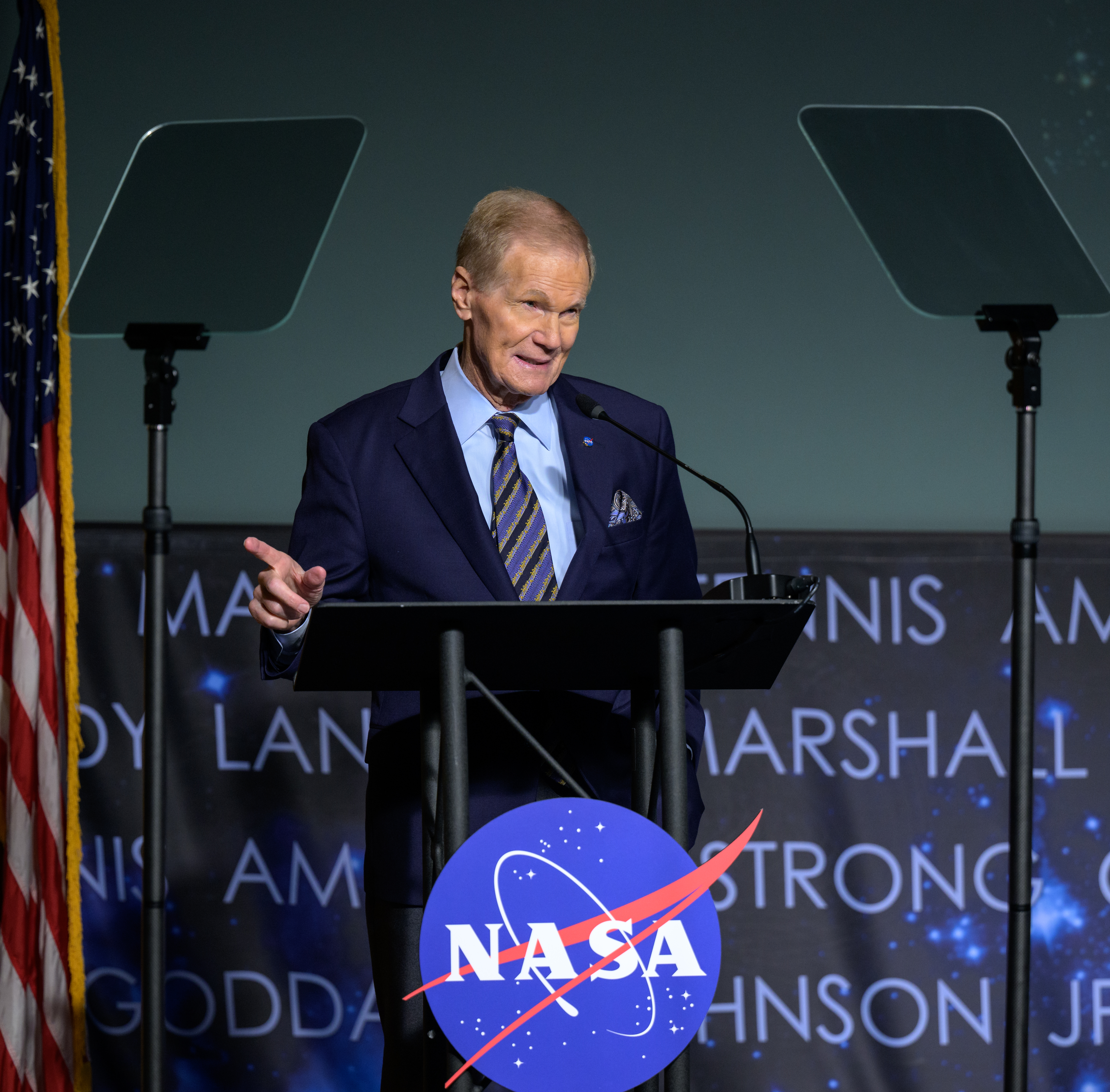 NASA Administrator Bill Nelson, gives remarks during a NASA agencywide all hands, Friday, Dec. 6, 2024, at the NASA Headquarters Mary W. Jackson Building in Washington. Photo Credit: (NASA/Bill Ingalls)