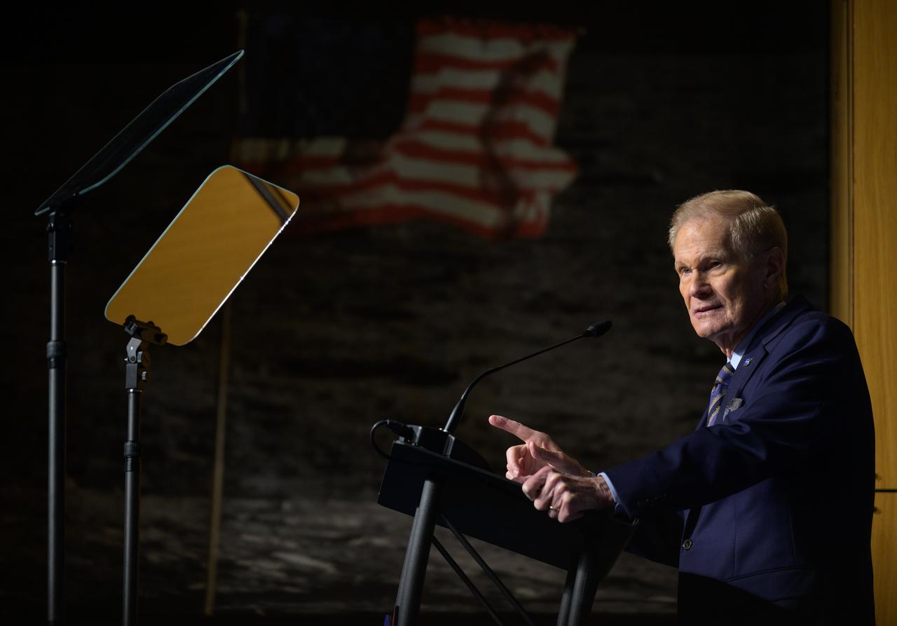 NASA Administrator Bill Nelson, gives remarks during a NASA agencywide all hands, Friday, Dec. 6, 2024, at the NASA Headquarters Mary W. Jackson Building in Washington. Photo Credit: (NASA/Bill Ingalls)