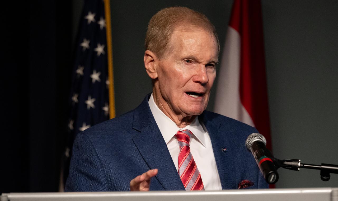 NASA Administrator Bill Nelson delivers remarks during an Artemis Accords signing ceremony, Wednesday, Dec. 11, 2024, at the Mary W. Jackson NASA Headquarters building in Washington. The Republic of Austria is the 50th country to sign the Artemis Accords, which establish a practical set of principles to guide space exploration cooperation among nations participating in NASA’s Artemis program. Photo Credit: (NASA/Joel Kowsky)