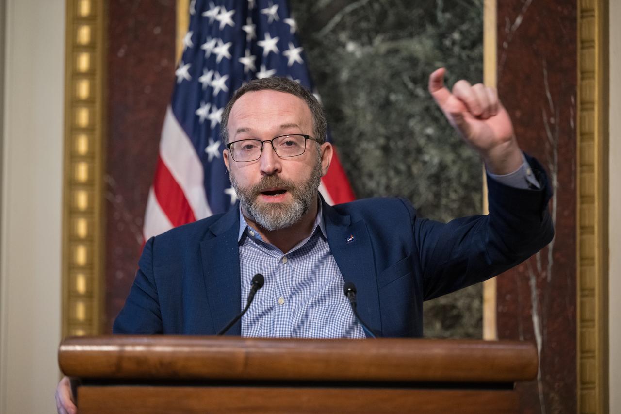 NASA Chief Economist Alex MacDonald speaks at the Microgravity Science Summit at the Eisenhower Executive Office Building, Monday, Dec. 13, 2024 in Washington. Photo Credit: (NASA/Aubrey Gemignani)