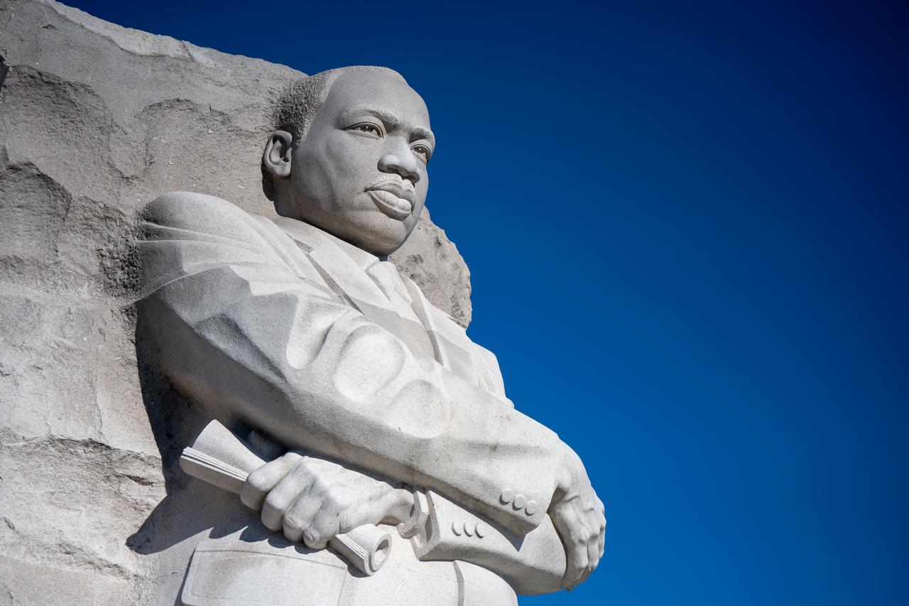 The Martin Luther King, Jr. Memorial is seen, Sunday, Jan. 5, 2025, in Washington. The memorial covers four acres and includes the Stone of Hope, a granite statue of civil rights movement leader Martin Luther King Jr. carved by sculptor Lei Yixin. Photo Credit: (NASA/Bill Ingalls)