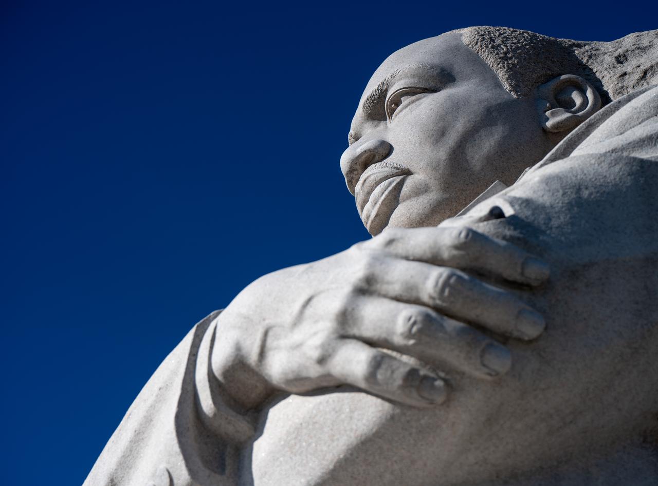 The Martin Luther King, Jr. Memorial is seen, Sunday, Jan. 5, 2025, in Washington. The memorial covers four acres and includes the Stone of Hope, a granite statue of civil rights movement leader Martin Luther King Jr. carved by sculptor Lei Yixin. Photo Credit: (NASA/Bill Ingalls)