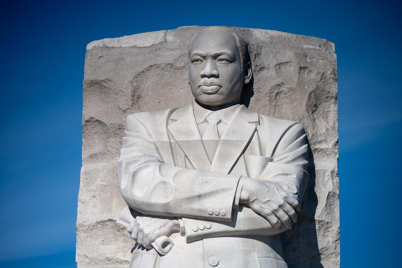 The Martin Luther King, Jr. Memorial is seen, Sunday, Jan. 5, 2025, in Washington. The memorial covers four acres and includes the Stone of Hope, a granite statue of civil rights movement leader Martin Luther King Jr. carved by sculptor Lei Yixin. Photo Credit: (NASA/Bill Ingalls)