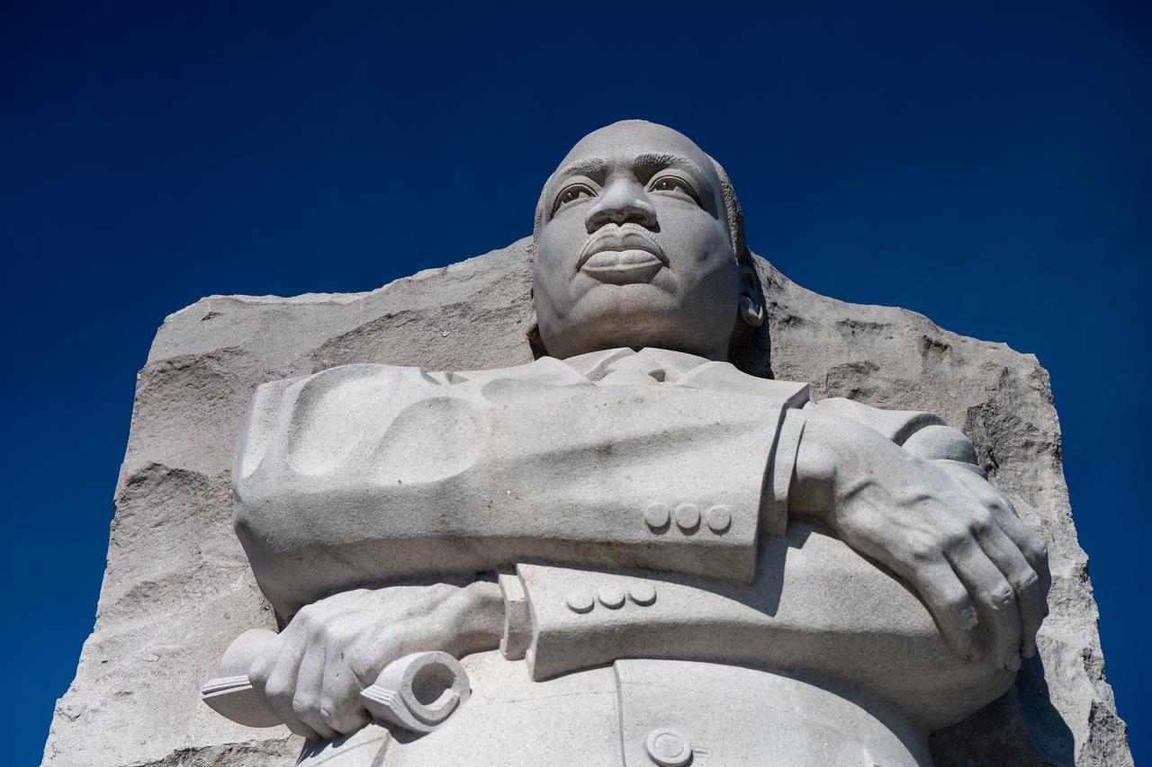 The Martin Luther King, Jr. Memorial is seen, Sunday, Jan. 5, 2025, in Washington. The memorial covers four acres and includes the Stone of Hope, a granite statue of civil rights movement leader Martin Luther King Jr. carved by sculptor Lei Yixin. Photo Credit: (NASA/Bill Ingalls)