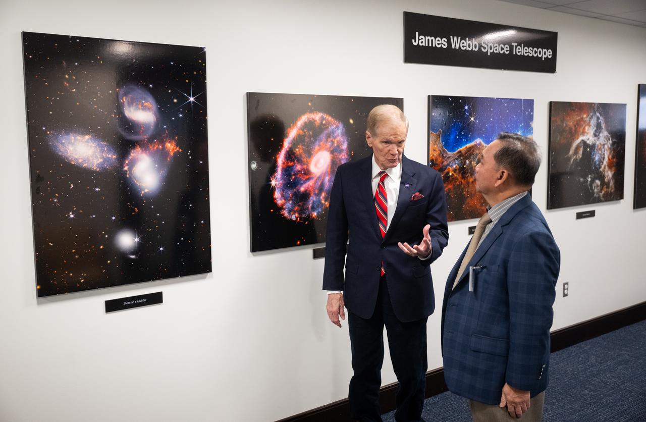 NASA Administrator Bill Nelson and His Excellency Dato Paduka Serbini Ali, Ambassador of Brunei to the United States, speak during a courtesy visit, Wednesday, Jan. 8, 2025 at the Mary W. Jackson NASA Headquarters building in Washington.  Photo Credit: (NASA/Joel Kowsky)