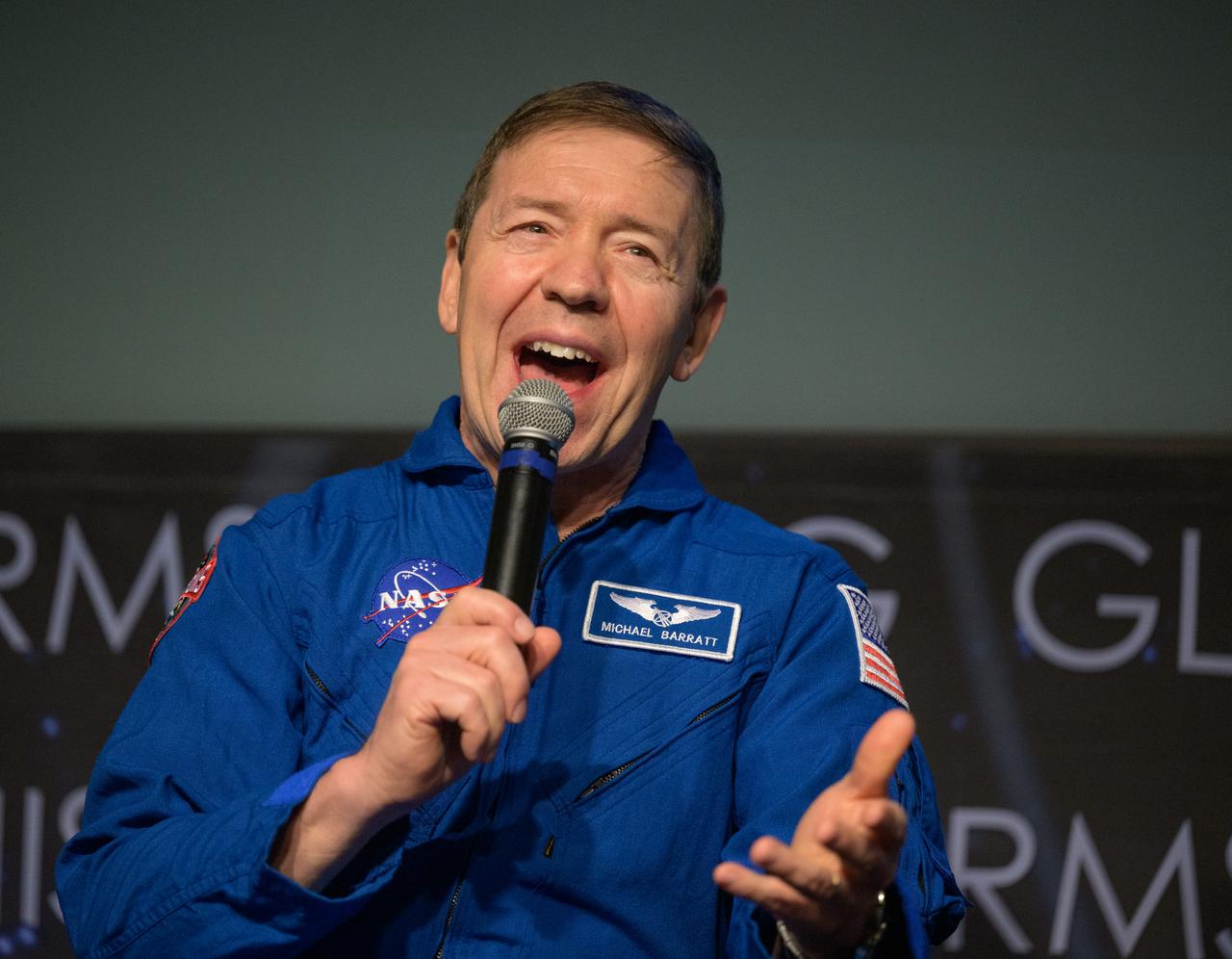 NASA astronaut Michael Barratt, is seen during an Expedition 71 postflight presentation, Monday, March 3, 2025, at the Mary W. Jackson NASA Headquarters Building in Washington. Barrett, Matthew Dominick, Jeanette Epps, and Tracy Dyson served as part of Expedition 71 aboard the International Space Station. Photo Credit: (NASA/Bill Ingalls)