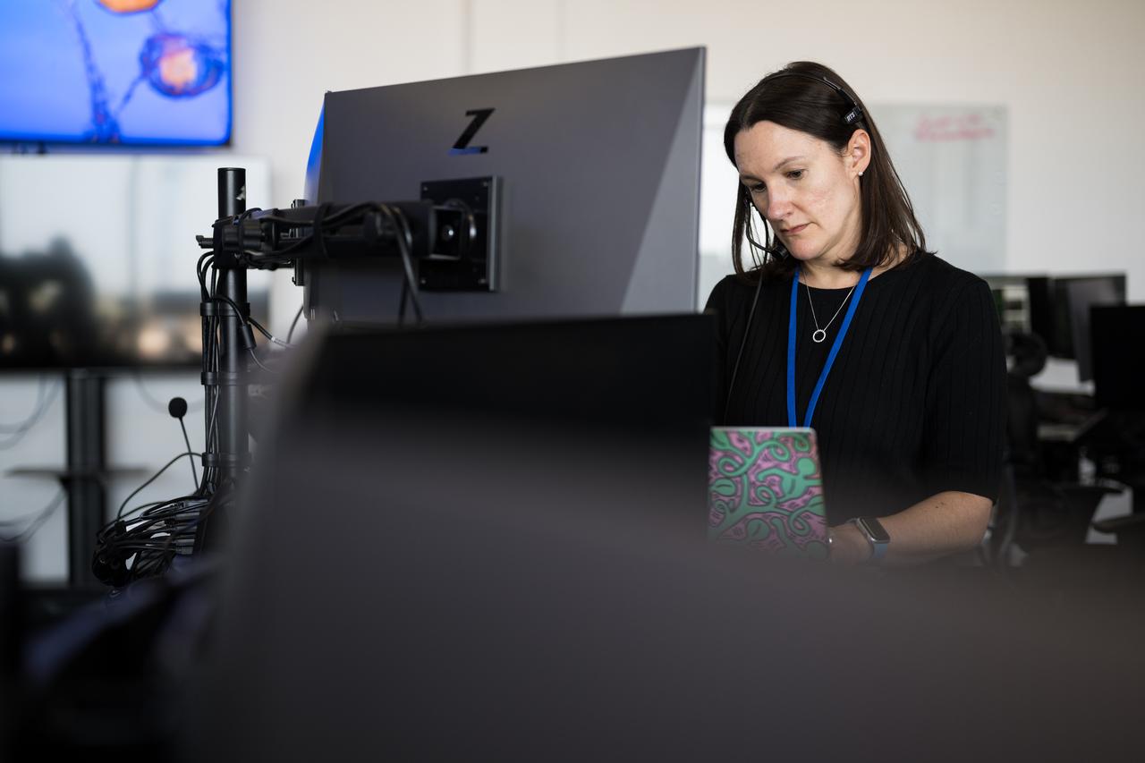 Nicole Jordan, NASA operations manager for the Commercial Crew Program, monitors the countdown during a dress rehearsal in preparation for the launch of a SpaceX Falcon 9 rocket carrying the company's Dragon spacecraft on NASA’s SpaceX Crew-10 mission with NASA astronauts Anne McClain and Nichole Ayers, JAXA (Japan Aerospace Exploration Agency) astronaut Takuya Onishi, and Roscosmos cosmonaut Kirill Peskov onboard, Sunday, March 9, 2025, in the control room of SpaceX’s HangarX at NASA’s Kennedy Space Center in Florida. NASA’s SpaceX Crew-10 mission is the tenth crew rotation mission of the SpaceX Dragon spacecraft and Falcon 9 rocket to the International Space Station as part of the agency’s Commercial Crew Program. McClain, Ayers, Onishi, and Peskov are scheduled to launch at 7:48 p.m. EDT on Wednesday, March 12, from Launch Complex 39A at the NASA's Kennedy Space Center. Photo Credit: (NASA/Aubrey Gemignani)